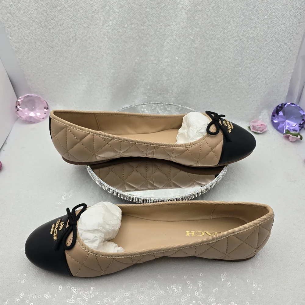 Coach Beige and Black Flats - Picture 2 of 13